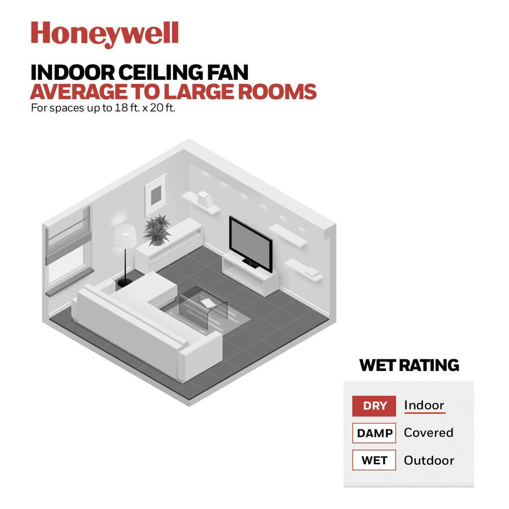 Honeywell 51804-45 52 in. Remote Control Contemporary Indoor LED Ceiling Fan with Light - Bright White