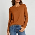 thumbnail image 5 of yillto Tshirts for Womens Long Sleeve Basic Shirts Sofy Stretchy Crew Neck Solid Color Loose Tees, 5 of 7