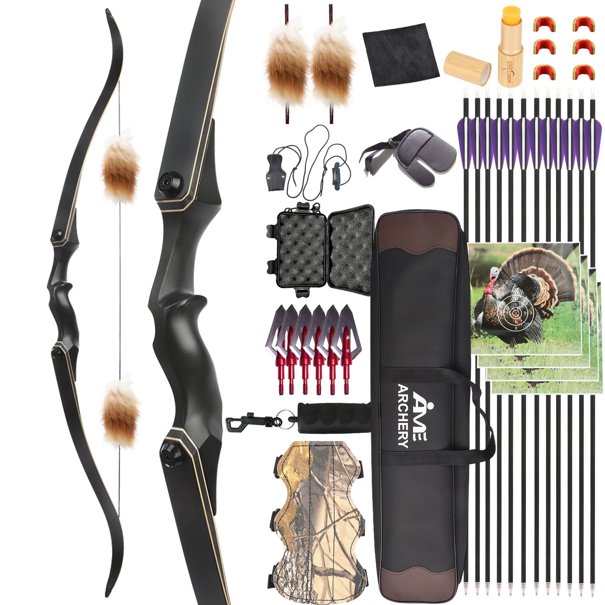 JUNXING F171A 58 Takedown Recurve Bow for Hunting & Target 25-65lb