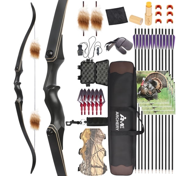 JUNXING F171A 58" Takedown Recurve Bow for Hunting & Target 25-65lb