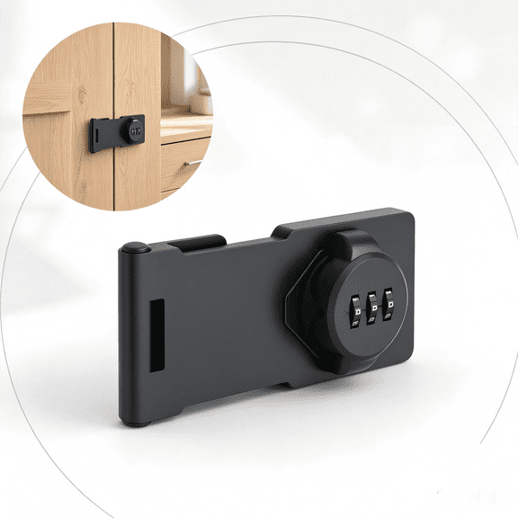 Rotatable 90°/180° Combination Door Latch, Heavy Duty Zinc Alloy Keyless Lock for Barn Gate Fence Bathroom Outdoor Closet, Black