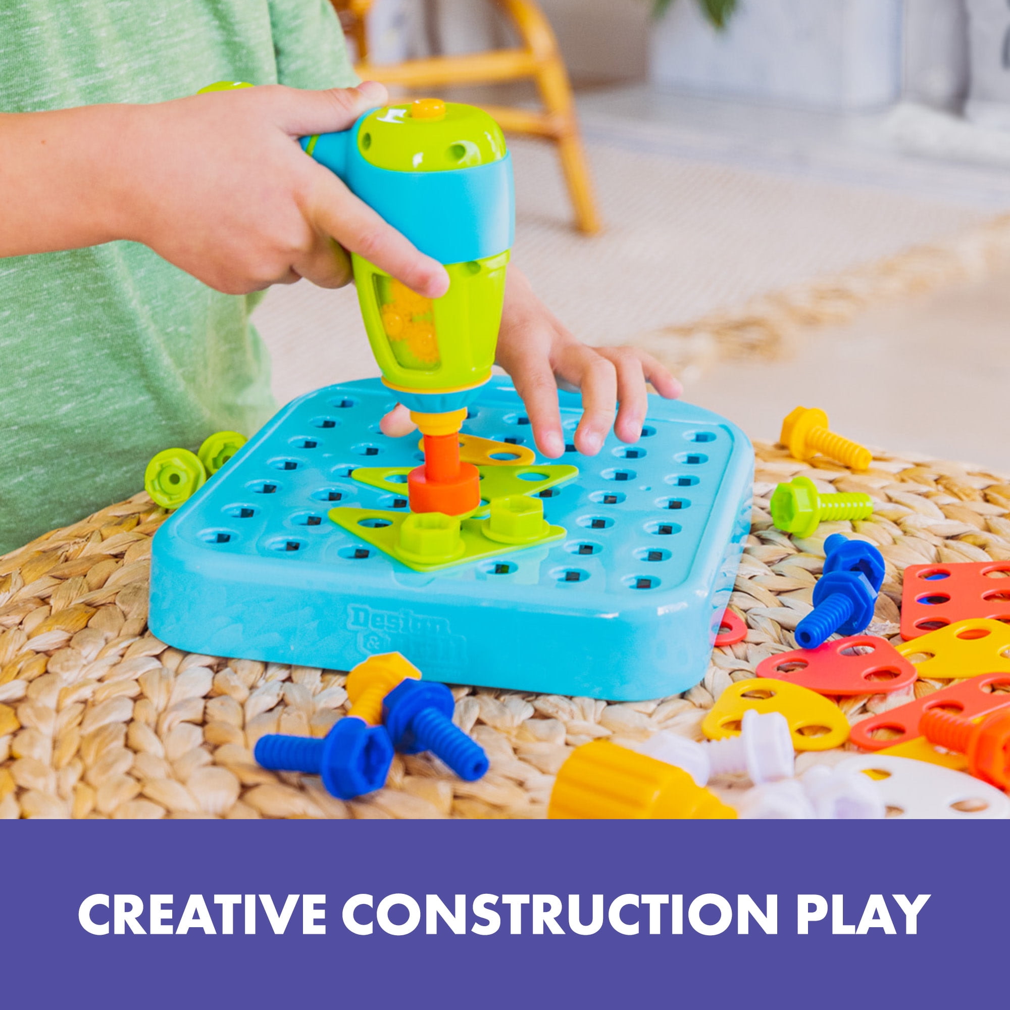 Educational Insights Design and Drill Shapes Workshop, STEM Construction Toy, Ages 3+