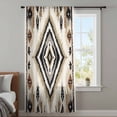 thumbnail image 4 of Boho Black Brown Sheer Curtains 54 Inches Long, Vintage Geometric Southwestern Ethnic Light Filering Curtains, Breathable Simi Curtain Privacy Drapes for Kitchen Bathroom Small Window Treatment, 4 of 9
