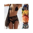 thumbnail image 5 of Women Crochet Beach Cover Up Sarong Wrap with Shells Fishnet Bikini Cover Up Swimwear Scarves, 5 of 5