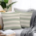 thumbnail image 2 of Throw Pillow Covers 26x26 Inch Set of 2, Sage Green Lines Waterproof Outdoor Pillow Covers, Modern Simple Striped Pattern Beige Decorative Cushion Pillowcases for Couch, Sofa, Bed, Garden, Patio, 2 of 9