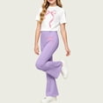 thumbnail image 6 of Xdegoge Girls Outfit 2 Piece Short Sleeve Crewneck Graphic Cute T Shirt and Bell Bottom Flare Pants Set Casual First Day Of School Daily Sets 2-14 Years, 6 of 6