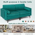 thumbnail image 4 of Demi Bonn Loveseat Sofa, Modern Loveseat Sofa with 2 Bolsters and Side Storage Pocket, for Living Room, Bedroom, Teal, 4 of 8