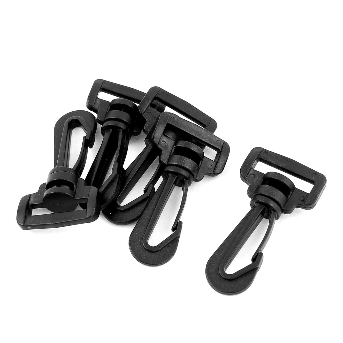 Luggage Bag Belt Strap Black Plastic 2.5cm Swivel Rotary Snap Hooks