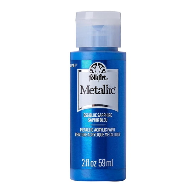 Folkart Metallic Acrylic Paint Blue Sapphire, 2 fl oz