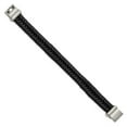 thumbnail image 3 of Chisel Stainless Steel Brushed Black Leather Bracelet, 3 of 4