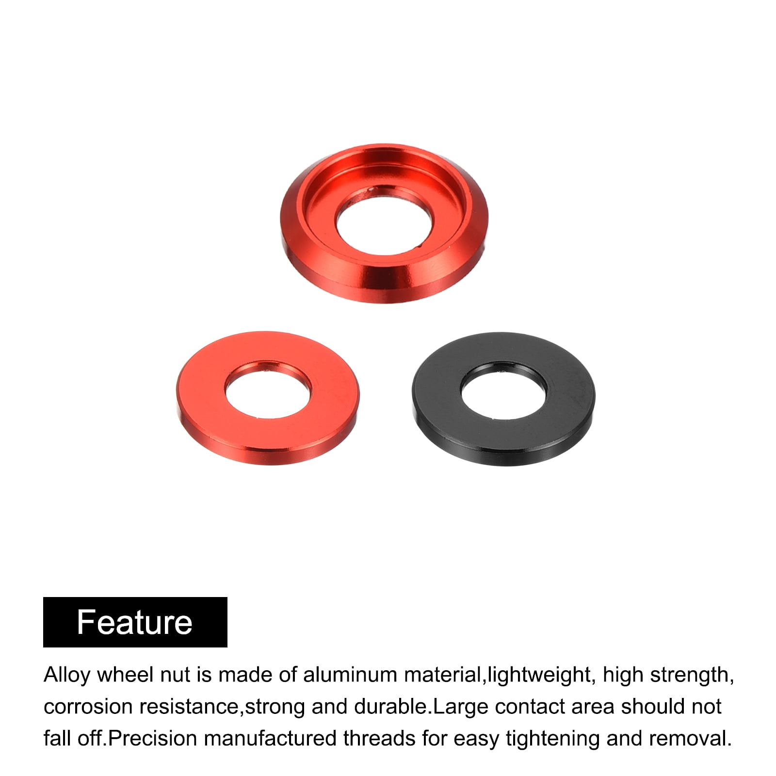 Uxcell M6 Cone Cup Countersunk Washers Aluminum for Screw RC 40Pcs Black/Red