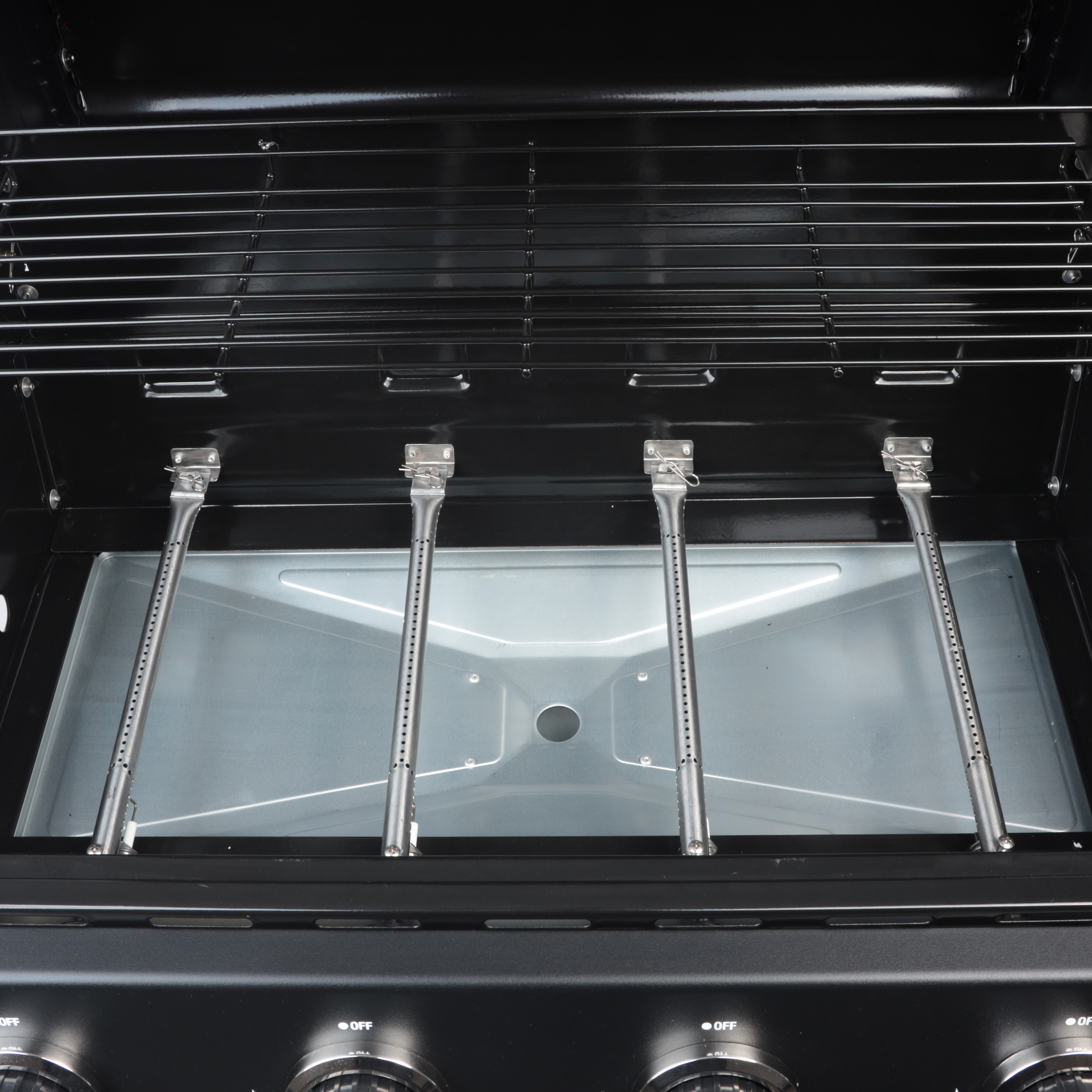 RevoAce 4Burner Propane Gas Grill with Side Burner, Pewter Fleck and Black