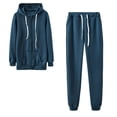 thumbnail image 2 of Cotton Tracksuits Womens Two Piece Zip Up Front Hoodie and Sweatpants Sweatsuit Outfits Hooded Sweatshirt Jacket Sets (XL, Navy), 2 of 7