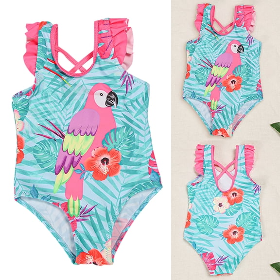 ibiyuan Baby Girl One Piece Swimsuit Ruched Toddler Bathing Suit Girl Tie-Straps Bow Back Girl Swimsuit Kids Color Block Sparkly Girl Swimwear Swim Suit
