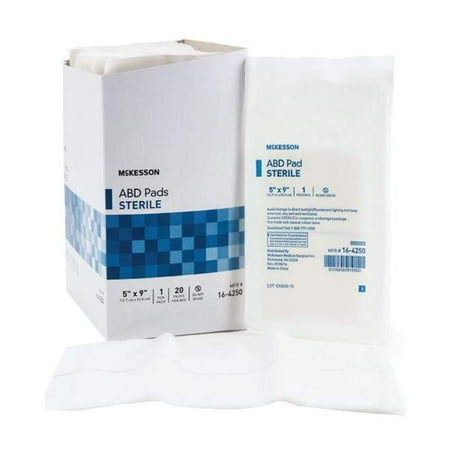 - McKesson NonWoven Moisture Barrier Abdominal Pad 164252 7-1/2 X 8 Inch Box of 12, White
