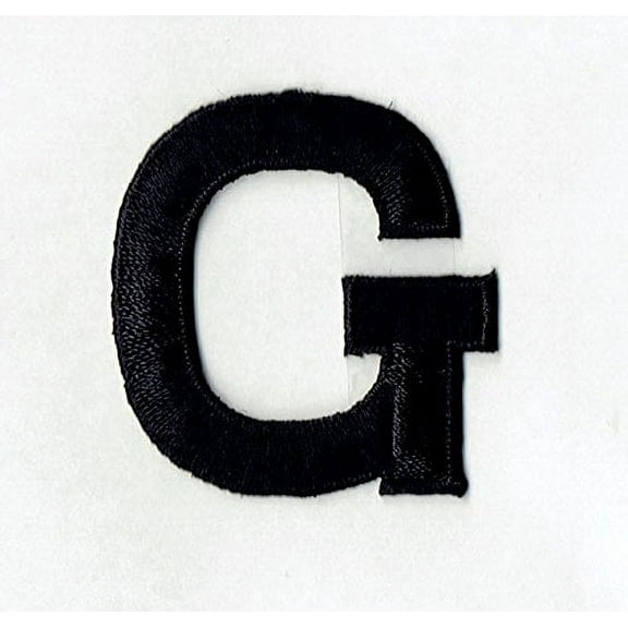 Alphabet Letter - G - Color Black - 2" Block Style - Iron On Embroidered Applique Patch