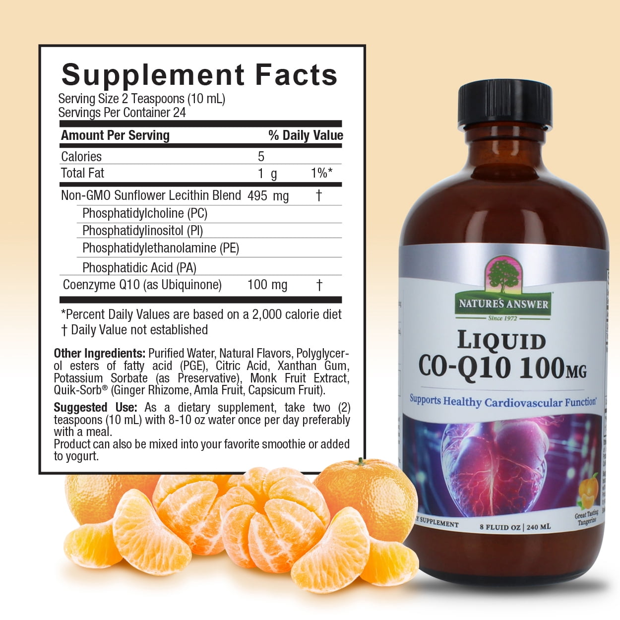 Nature’s Answer Liquid CoQ10, Heart & Cellular Energy Support, Fast-Absorbing Tangerine Flavor, 8 fl oz