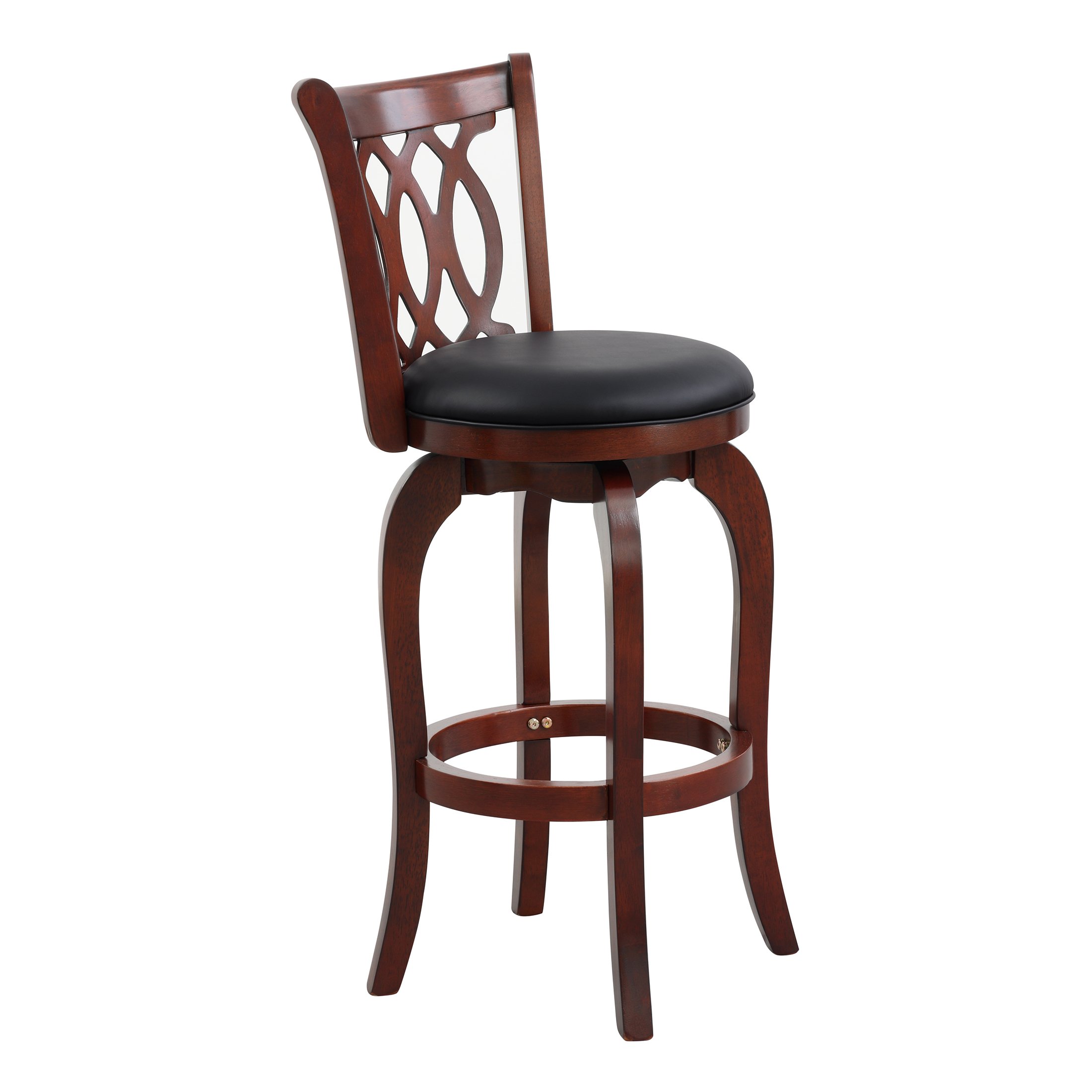 OakvillePark Odelia Scroll Back Swivel Barstool, Pub Height, Cherry