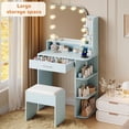 thumbnail image 7 of Makeup Vanity Set with Chair, Vanity Desk with Mirror and Lights, Power Outlet for Small Space, Blue, 7 of 7
