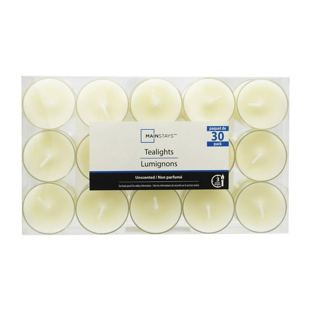 Mainstays 30PK Unscented Ivory Tealights Candles