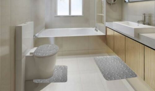 grey bath rug set