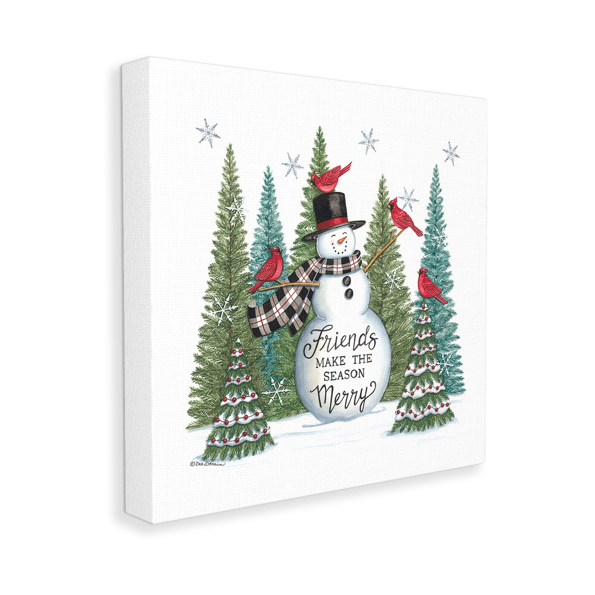 Stupell Industries Winter Friendship Snowman Holiday Painting Gallery Wrapped Canvas Art Print Wall Art, 17 x 17