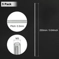 thumbnail image 3 of Uxcell 5-Pack Fully Threaded Rod, M3x250mm 304 Stainless Steel Right Hand Thread Bar Studs Metric Threaded Screw, 3 of 7