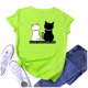 thumbnail image 3 of Pntutb Mujer Verano Lindo Gatos Impreso Camiseta Divertida Casual Manga Corta Top Blusa Pntutb Pntutb-5455, 3 of 4