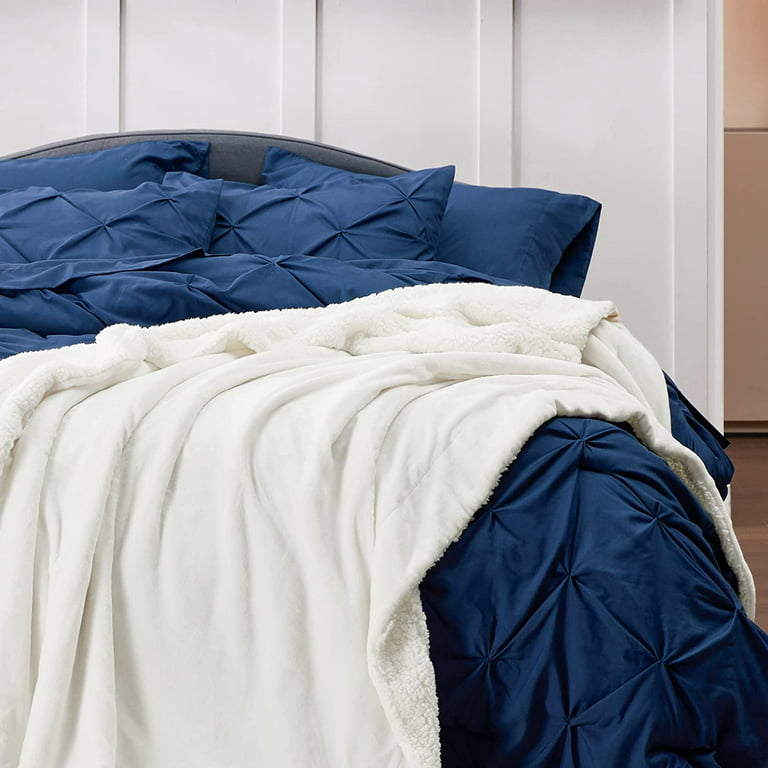 Bedsure Sherpa Fleece Blankets Queen Size White - Thick Fuzzy Warm