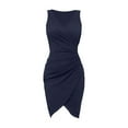 thumbnail image 1 of Vestido sexy de fiesta sin mangas con cuello en V, plisado y color liso para mujer, 1 of 4