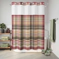 thumbnail image 6 of No Hook Shower Curtain with Built-in Rings - Red Brown Plaid Washable Waterproof Fabric Bathroom Curtains for Hotel,Rentals, 60 X 72 Inch Long , Country Farmhouse Checkered, 6 of 9