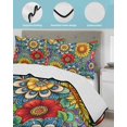 thumbnail image 3 of Quilt King Size Bedding Set, Boho Colorful Floral Reversible Summer Quilt 3 Pieces, Spring Flower Botanical Sunflowers Plant Lightweight Bedspreads Coverlets with 2 Pillow Shams for All Seasons, 3 of 5