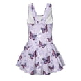 thumbnail image 2 of Xoenoiee Purple Butterfly Print Girls One Piece Swimsuit with Short Modest Beach Swim Dress Sleeveless Ruched Swimwear Skirted Bathing Suit, 6-7 Years, 2 of 7