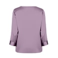 thumbnail image 5 of Women's Cowl Neck 3/4 Sleeve Silk Satin Blouses Dressy Formal Soft Tops Silky Lightweight Breathable Spring Shirts, #02 Light Purple, XL, 5 of 6