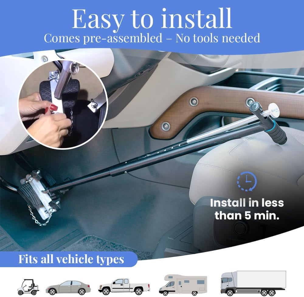 QuicStick Portable Car Hand Controls for Disabled Drivers, Handicap Driver Hand Control, Hand Controlled Car, Portable Hand Controls for Vehicles For Temporary or Permanent Disability