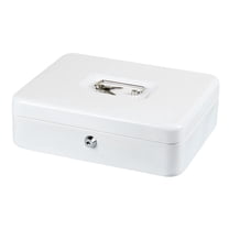 Shoreew Metal Money Box with Lock And 2 Keys Fireproof Cash Safe Box Anti-theft Shockproof Secure Multi Compartments Storage Valueable Things Deposit Tin