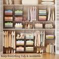 thumbnail image 3 of Huxidaja 3-Tier Hanging Closet Organizer, Stackable Heavy-Duty Metal Wire Baskets with Hooks, Black, 3 of 10