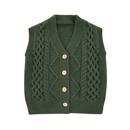 

Suanret Toddler Baby Boys Girls Casual Soft Sleeveless Knit Vest Spring Button-down Solid V-neck Cardigan Blue 3-6 Months