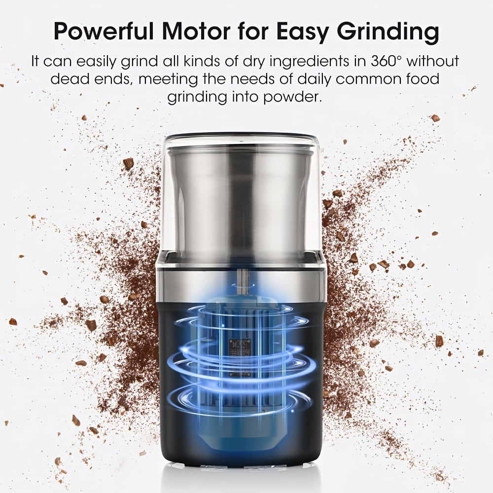 Powerful Electric Coffee Bean, Herb Grinder, Spice Grinder W/Detachable Cup