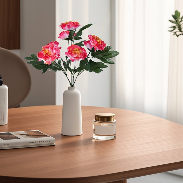 Peonía artificial con purpurina | Arreglo floral de plástico de 7 cabezas para decoración del hogar | 50 cm de alto | Rosa, rojo, amarillo, naranja, morado y blanco