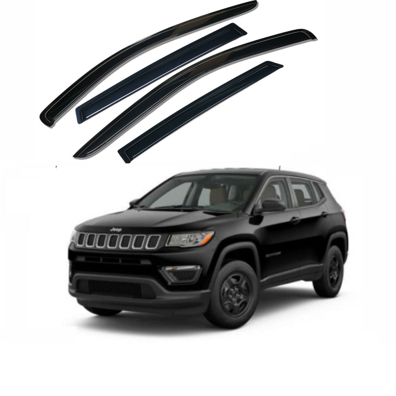 Window Visors GY003149 4 Pieces Goodyear Side Window Deflectors for Jeep Compass 2011-2017 Tape-on Rain Guards 
