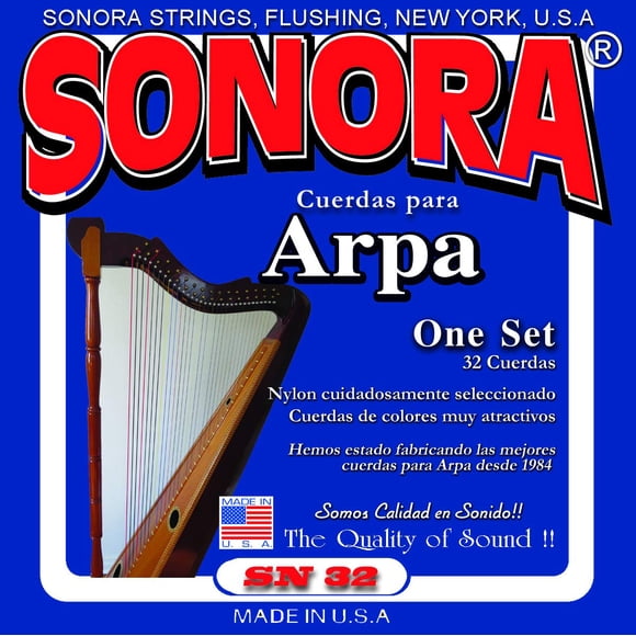 Cuerdas para Arpa Sonora SN32, 32 Cuerdas, Hechas en EE.UU.
