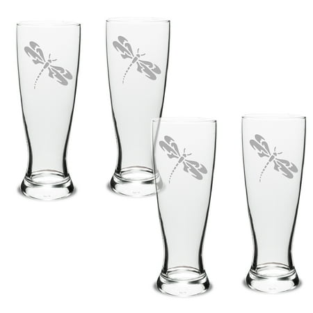 

Dragonfly Deep Etched University Beer Pilsner Glass Set of 4
