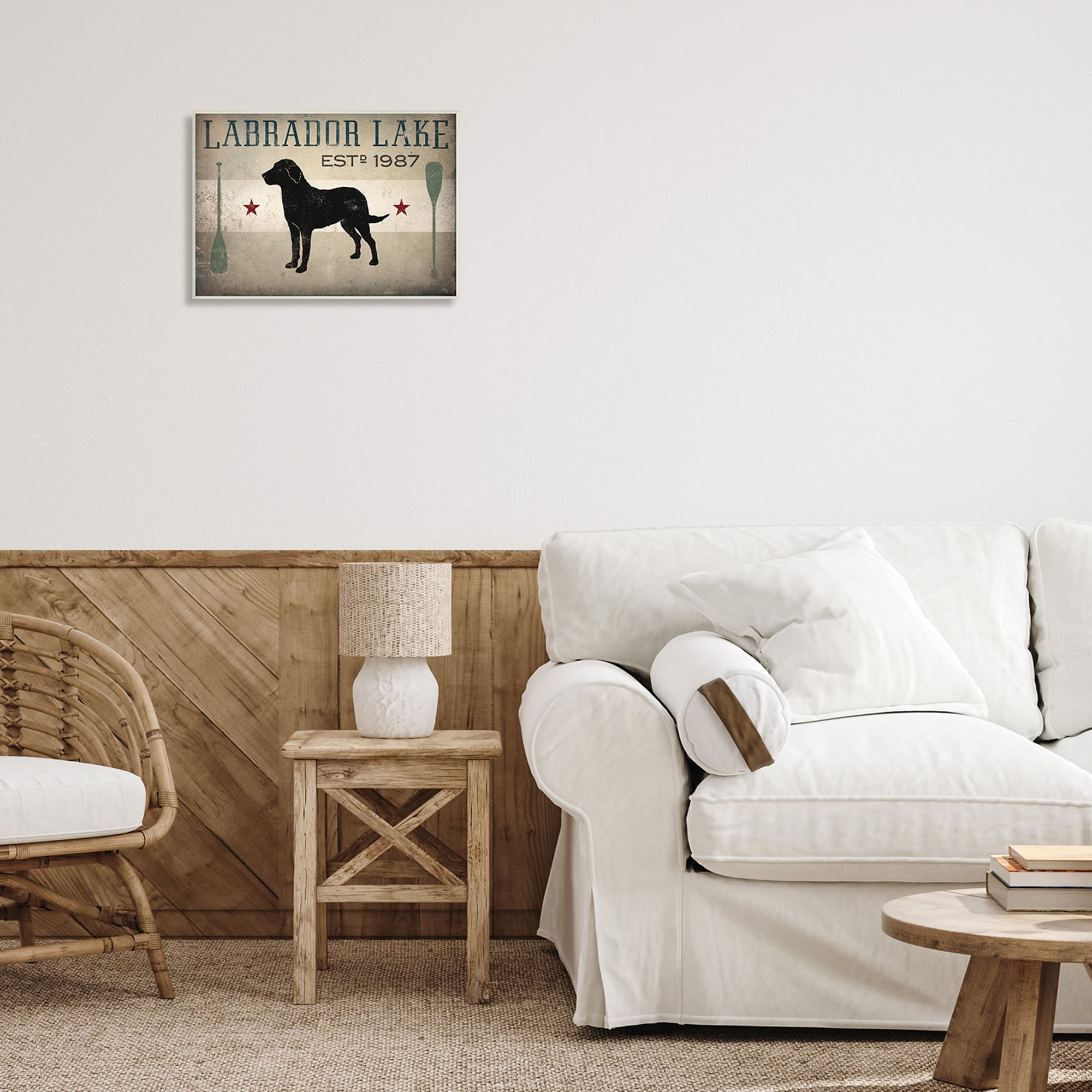 Stupell Industries Labrador Lake Rustic Dog Rowboat Oars Cabin Sign, 19 x 13, Design by Ryan Fowler