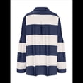 thumbnail image 4 of Suéteres de Cuello en V y Larga con Botones y Bloques de Color A Rayas para Mujer, Moda de Otoño 2025, Talla Grande y Azul L, 4 of 7
