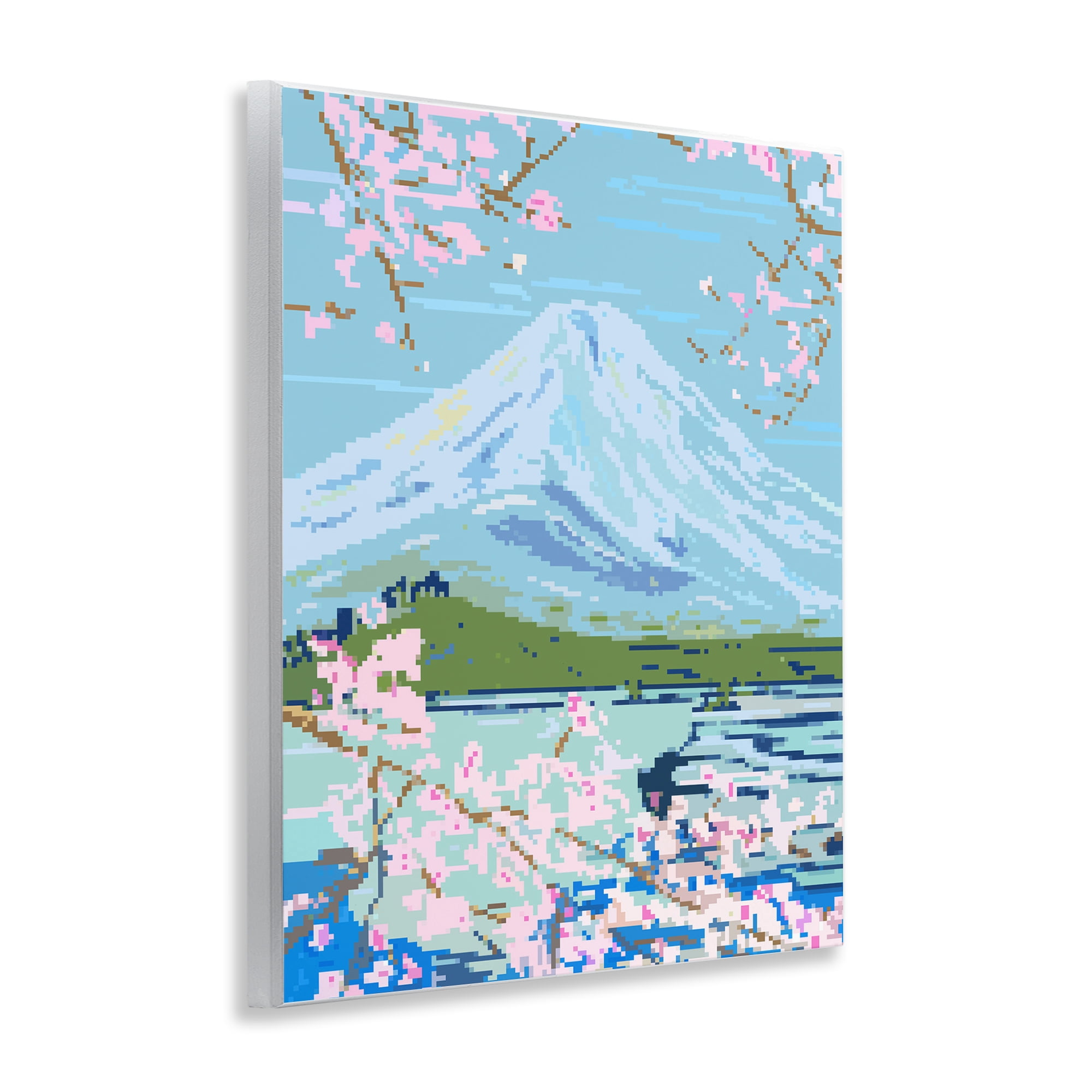 Stupell Industries Pixel Mount Fuji Landscape Painting Unframed Art Print Wall Art, 11 x 14