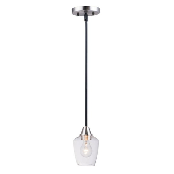 Maxim 96120CLBKSN 5 in. Goblet One-Light Mini Pendant Ceiling Light, Black & Satin Nickel
