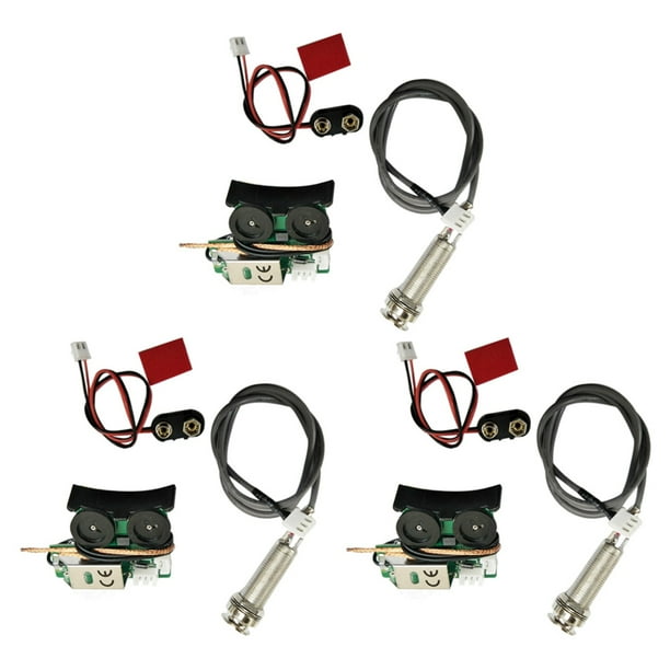 3X Fonocaptor Piezo Debajo de Sillin de Preamplificador A Bordo para Guitarra Acustica