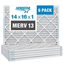 Aerostar 14x16x1 MERV 13 Pleated Air Filter, AC Furnace Air Filter, 6 Pack