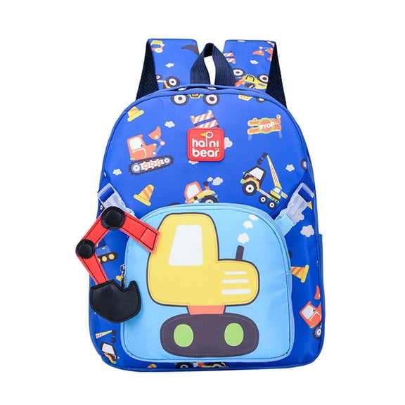 FUZHIQ 3D Cartoon Excavator Backpack Fun Vehicle Theme Daypack for Ages 3-8, Durable Lightweight Back to School Bag, Blue